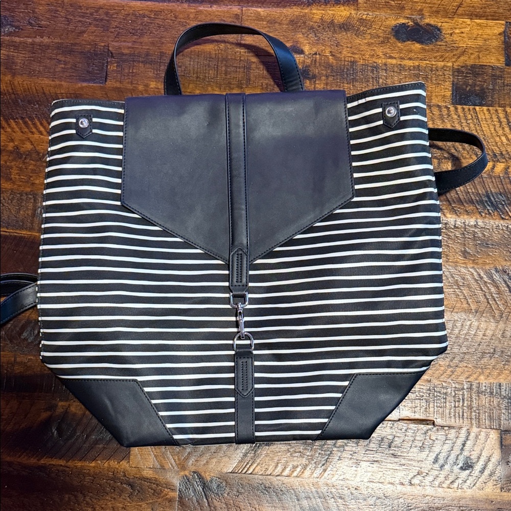 Black and White Striped Men's Bag
